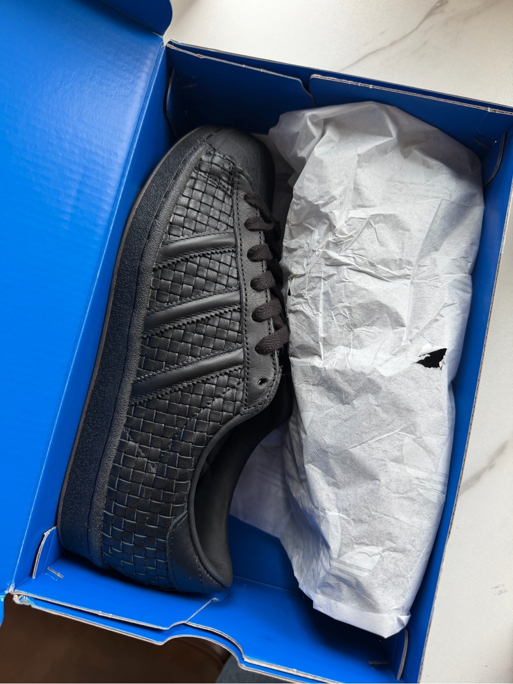 NEW Adidas Superstar Vintage Woven Leather Black Sneakers